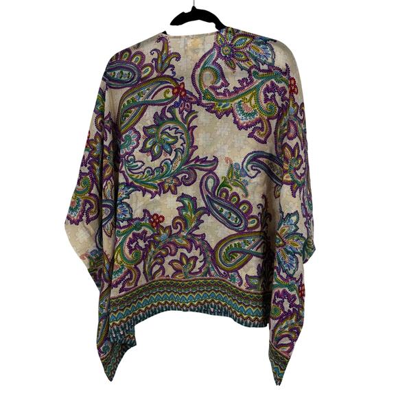 Johnny Was 100% silk poncho size small/medium paisley button up lightweight - Picture 2 of 9